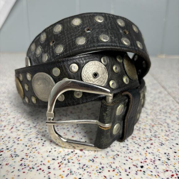 Vintage 80’s Custom Spanish Punk Rock Studded Belt Coin Alt Emo 40 - Picture 1 of 12